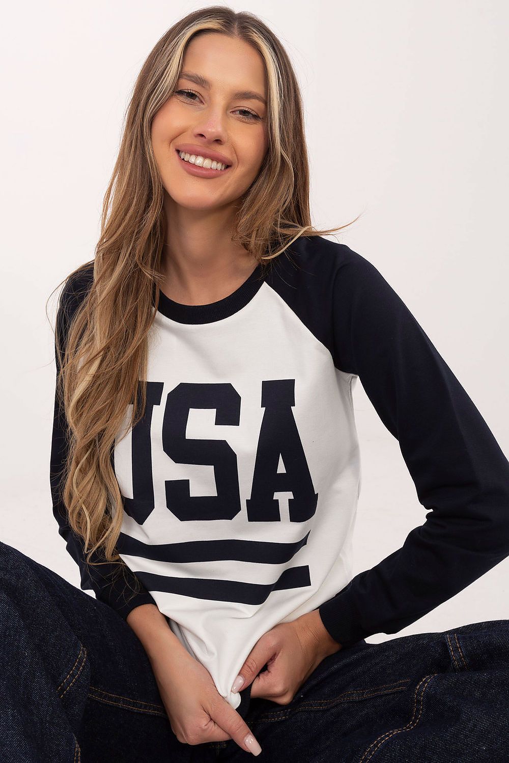Women's Sweatshirt Crew Neck Raglan Sleeve Letter Print Cotton Blend – Sweatshirt | GUOCALI – view 4