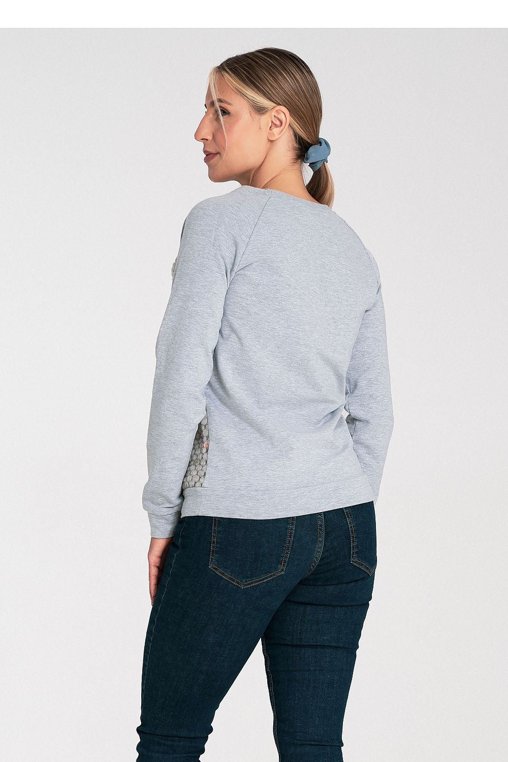 Women's Sweatshirt Crew Neck Raglan Textured Cotton – Sweatshirt | GUOCALI – view 3