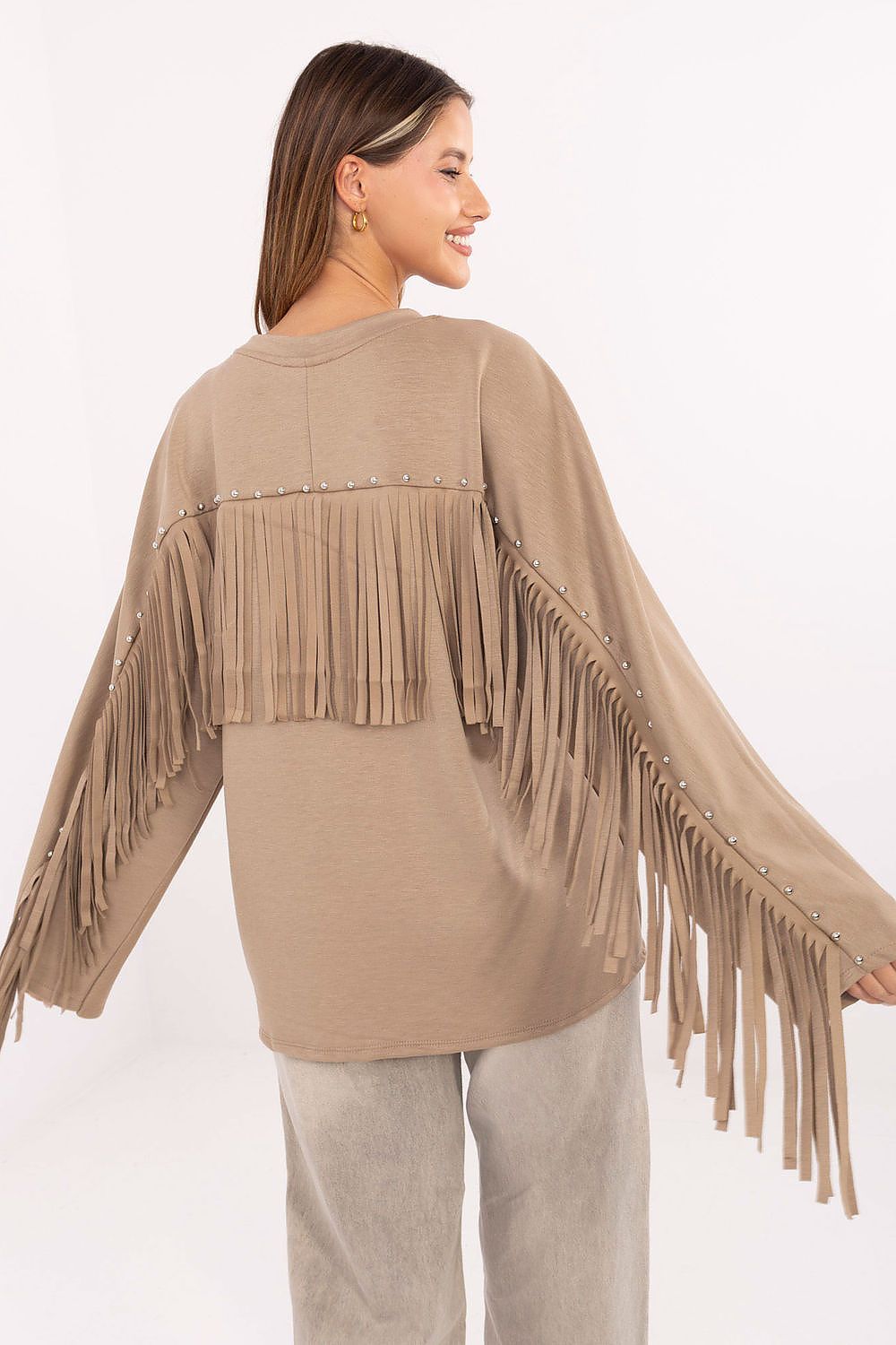 Women's sweatshirt beige viscose blend casual look