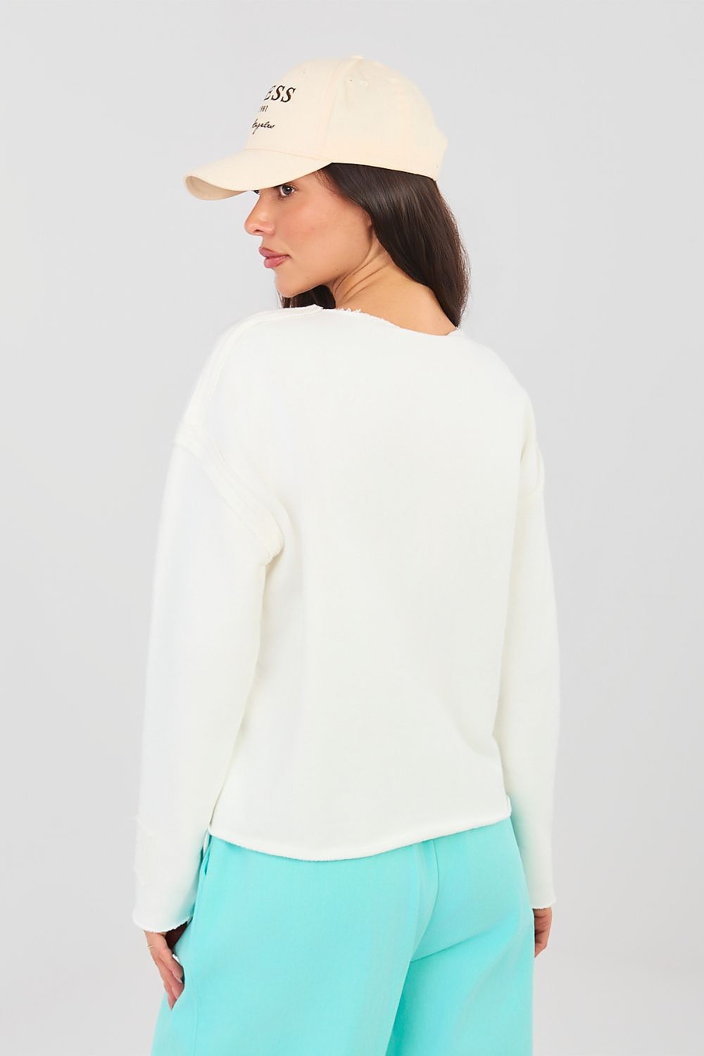 Women's sweatshirt beige regular fit casual view