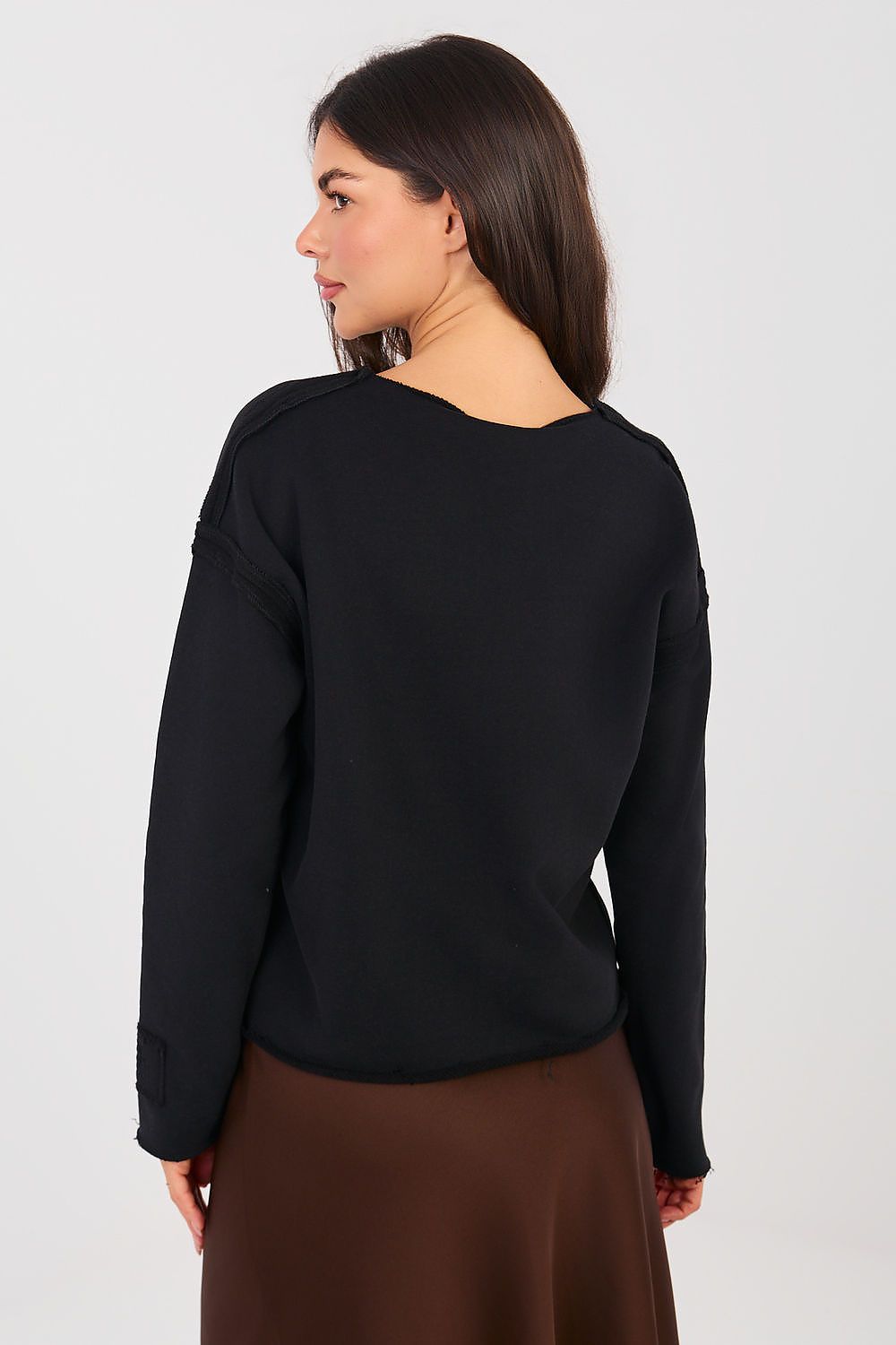 Women's sweatshirt black regular fit casual view