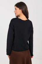 Women's sweatshirt black regular fit casual view