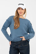 Women's sweatshirt blue crew neck front view