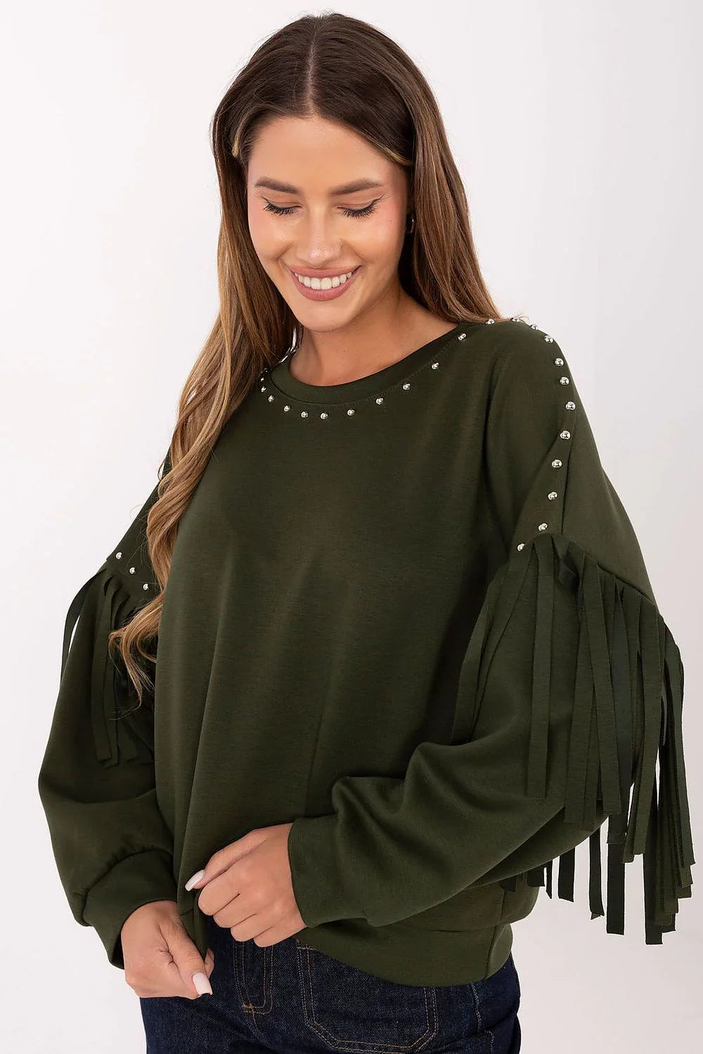 Women's sweatshirt Crew Neck Waist Length Viscose Polyester Blend – main view