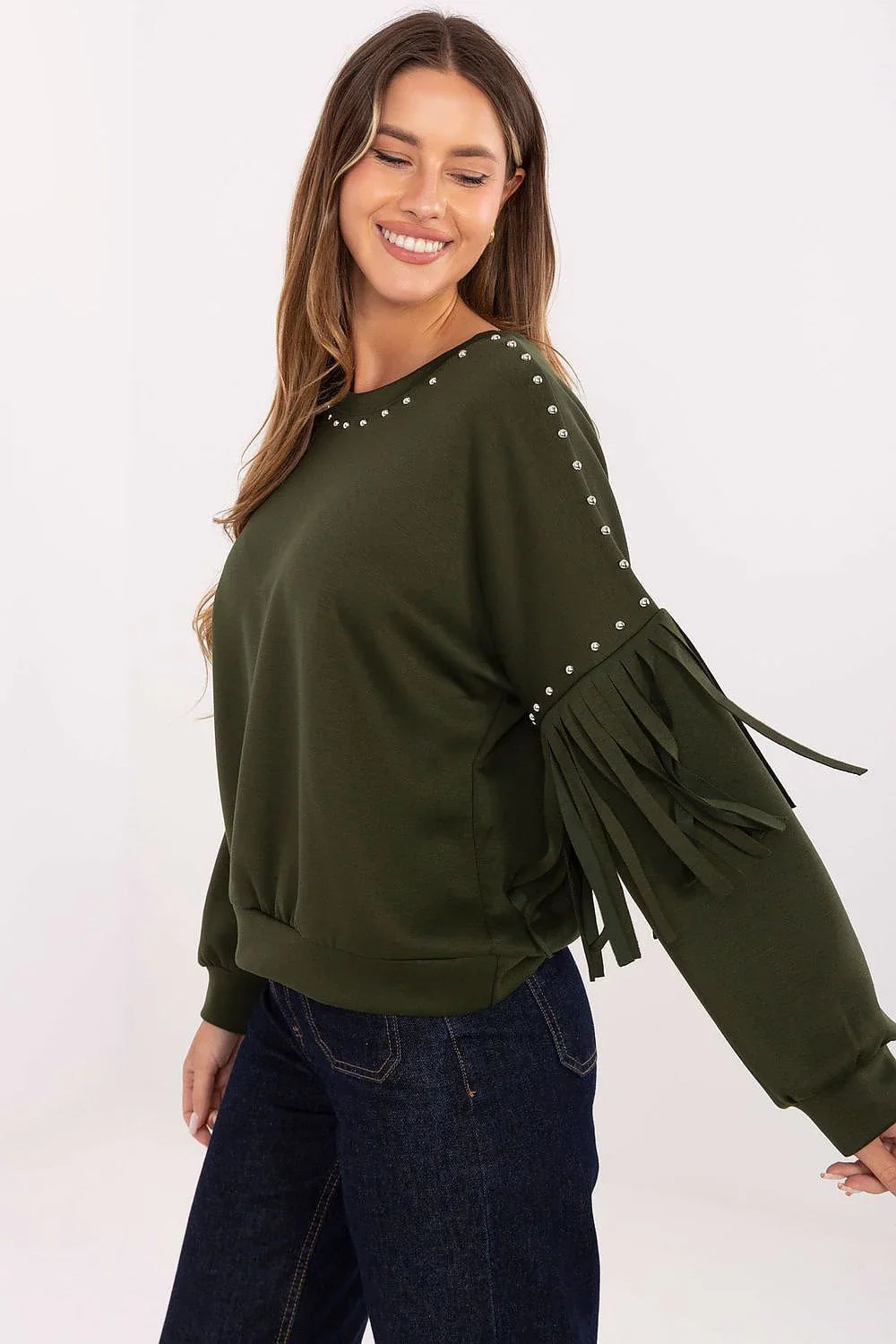 Women's sweatshirt Crew Neck Waist Length Viscose Polyester Blend – view 2