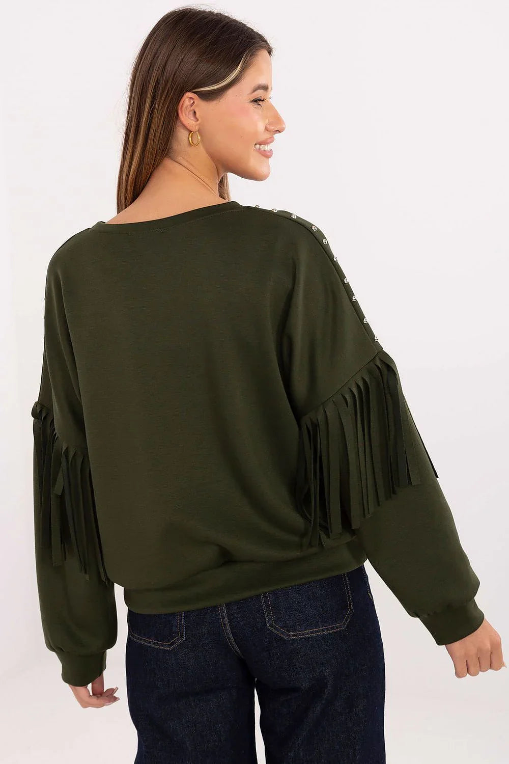 Women's sweatshirt Crew Neck Waist Length Viscose Polyester Blend – view 3