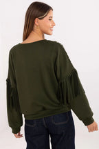 Women's sweatshirt Crew Neck Waist Length Viscose Polyester Blend – view 3