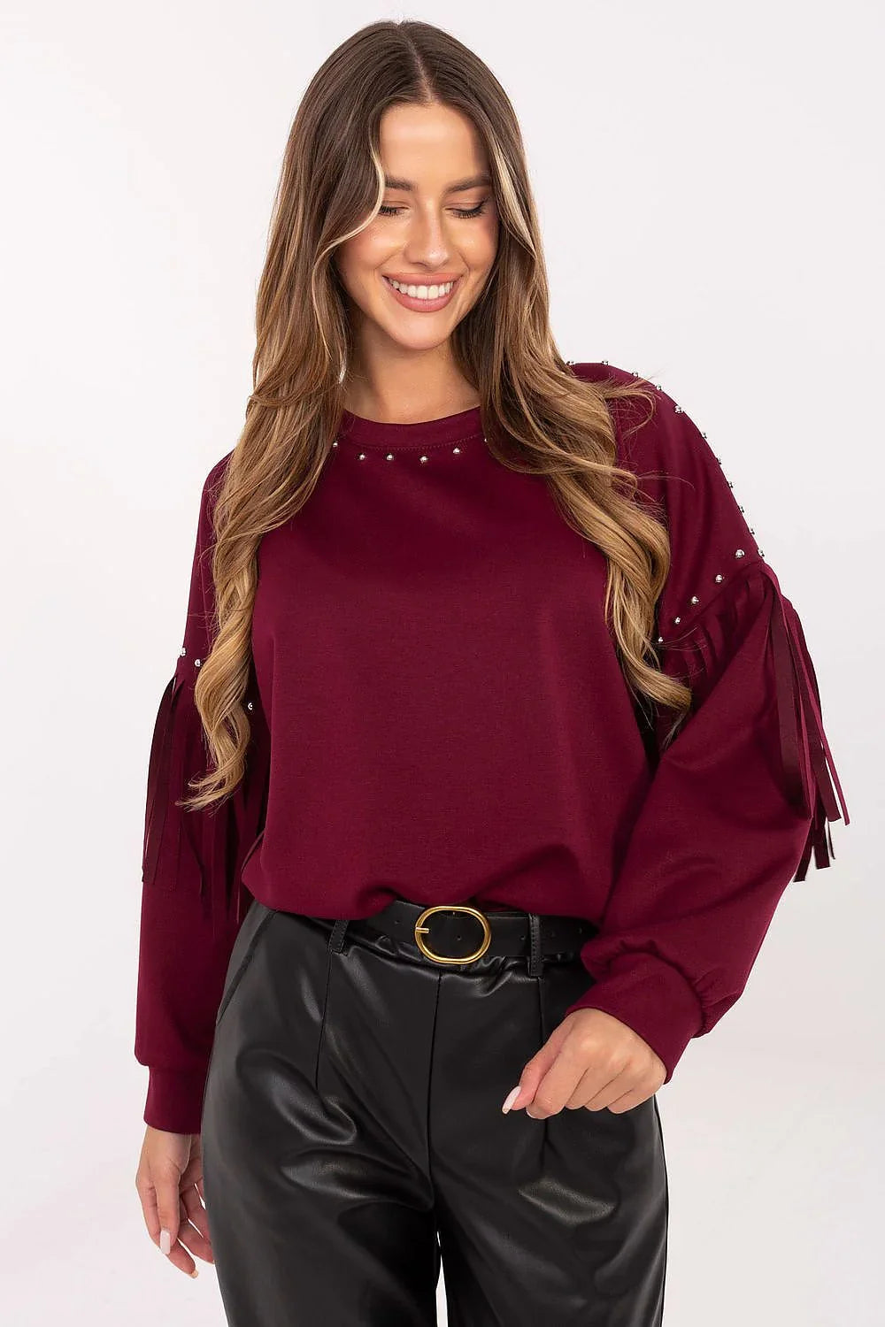 Women's sweatshirt Crew Neck Waist Length Viscose Polyester Blend – view 4