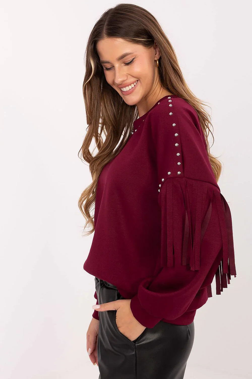 Women's sweatshirt Crew Neck Waist Length Viscose Polyester Blend – view 5