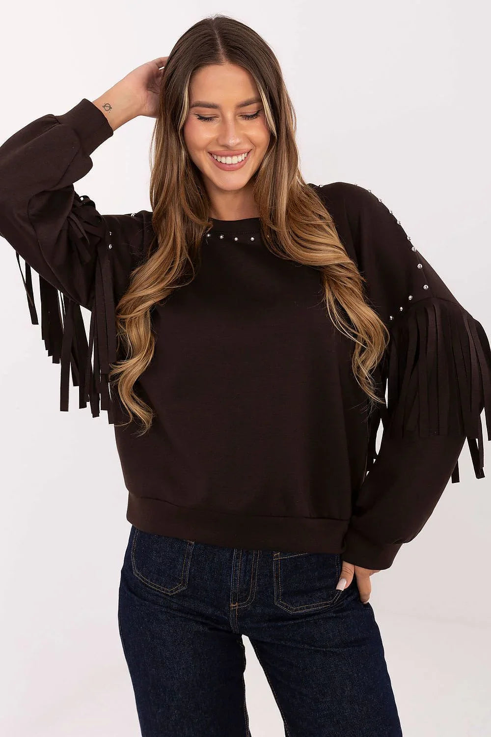 Women's sweatshirt Crew Neck Waist Length Viscose Polyester Blend – view 8