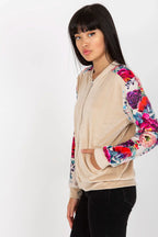 Women's sweatshirt Full-Zip Crew Neck Side Pockets Stretch Viscose – view 5