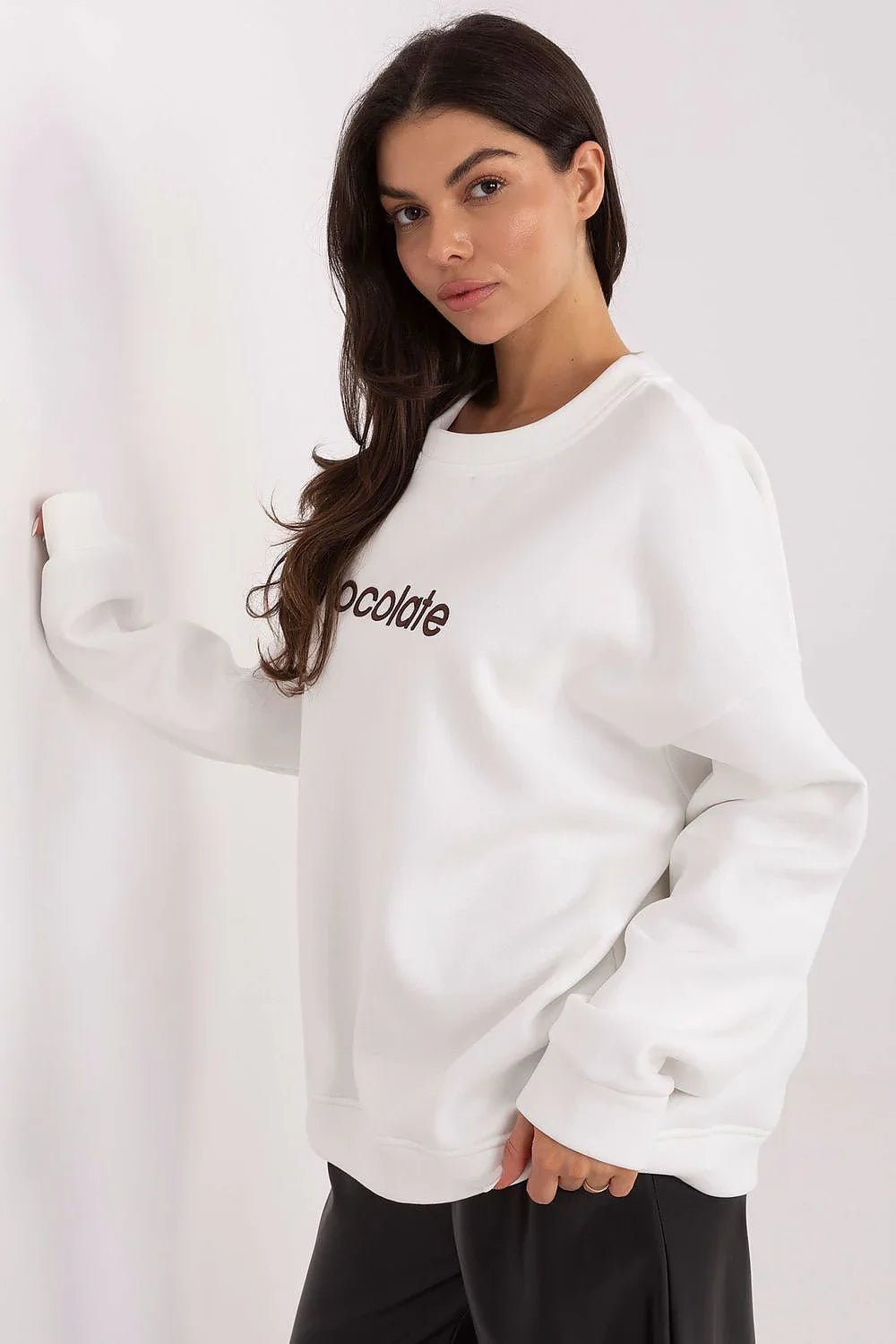 Women's sweatshirt Embroidered Crew Neck Regular Fit Stretch Cotton – view 9