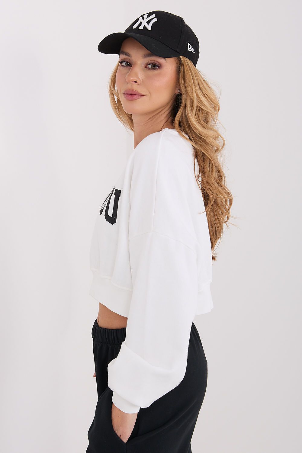 Women's sweatshirt beige loose fit casual view