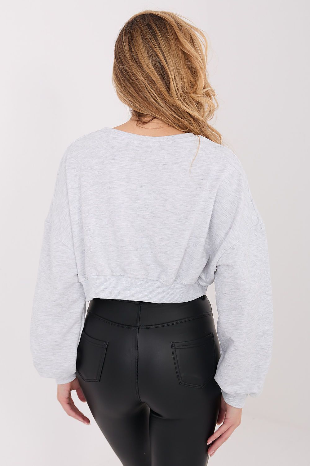 Women's sweatshirt grey lettering detail view