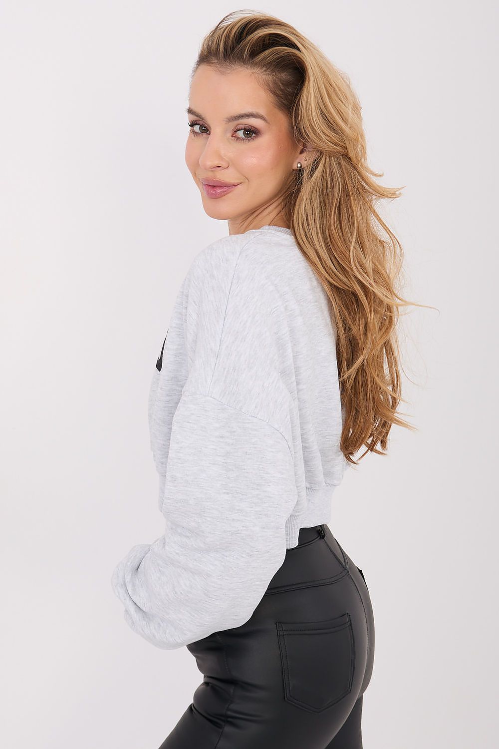Women's sweatshirt grey loose fit casual view
