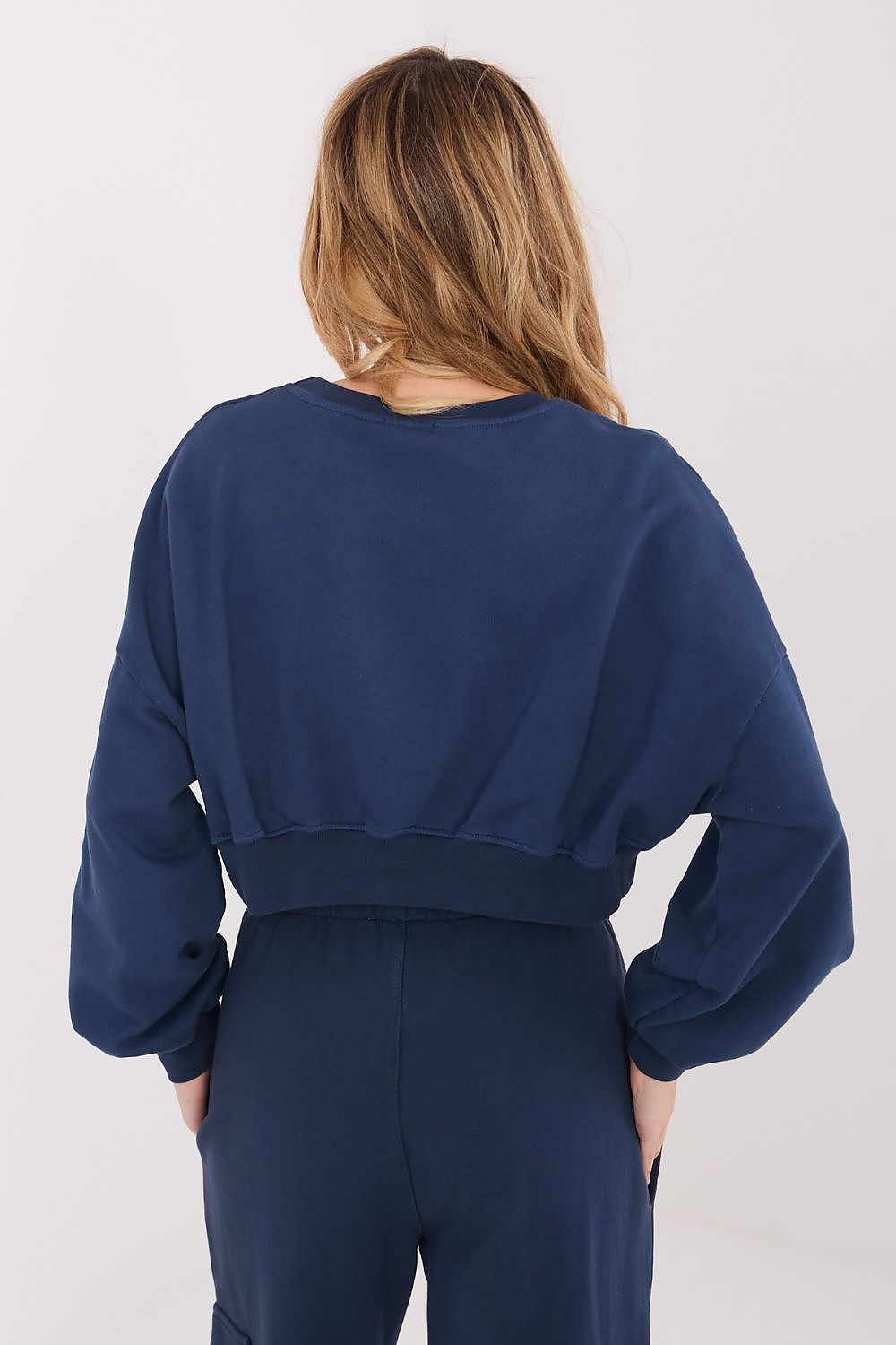 Women's sweatshirt navy loose fit casual view