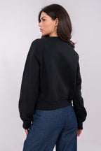 Women's sweatshirt black crew neck casual look