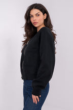 Women's sweatshirt black cotton styled view