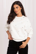 Women's Sweatshirt Embellished Crew Neck Cotton Blend – Sweatshirt | GUOCALI