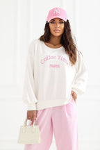 Women's sweatshirt beige embroidered lettering front view
