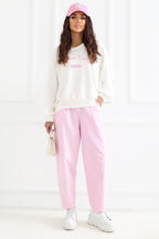 Women's sweatshirt beige puff sleeve side view