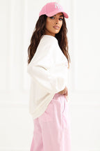 Women's sweatshirt beige loose fit casual view