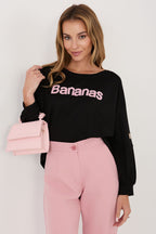 Women's sweatshirt black embroidered lettering front view