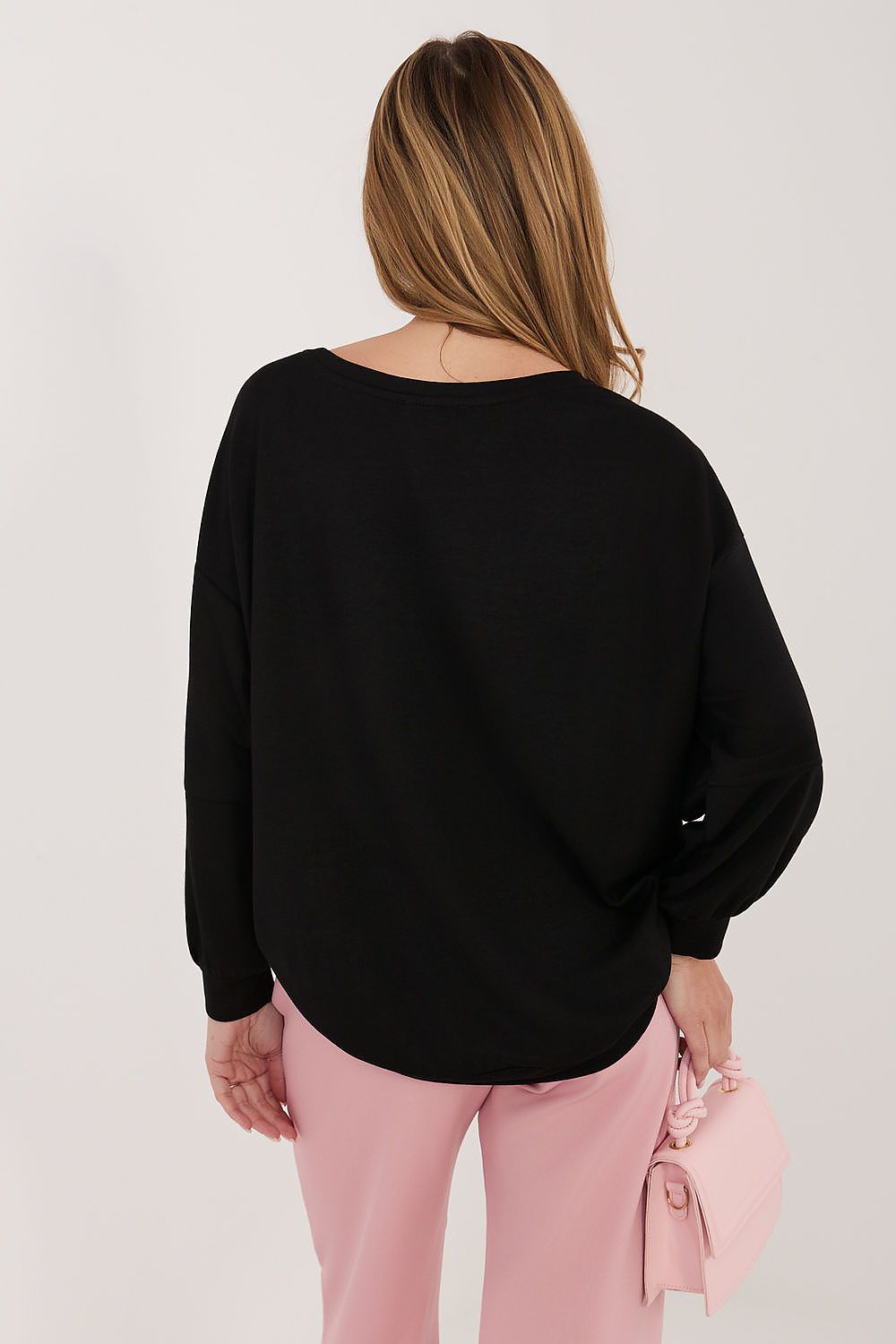 Women's sweatshirt black loose fit casual view