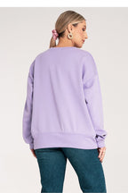 Women's sweatshirt violet ribbed cuffs casual look