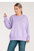 Women's sweatshirt violet chest embroidery detail view