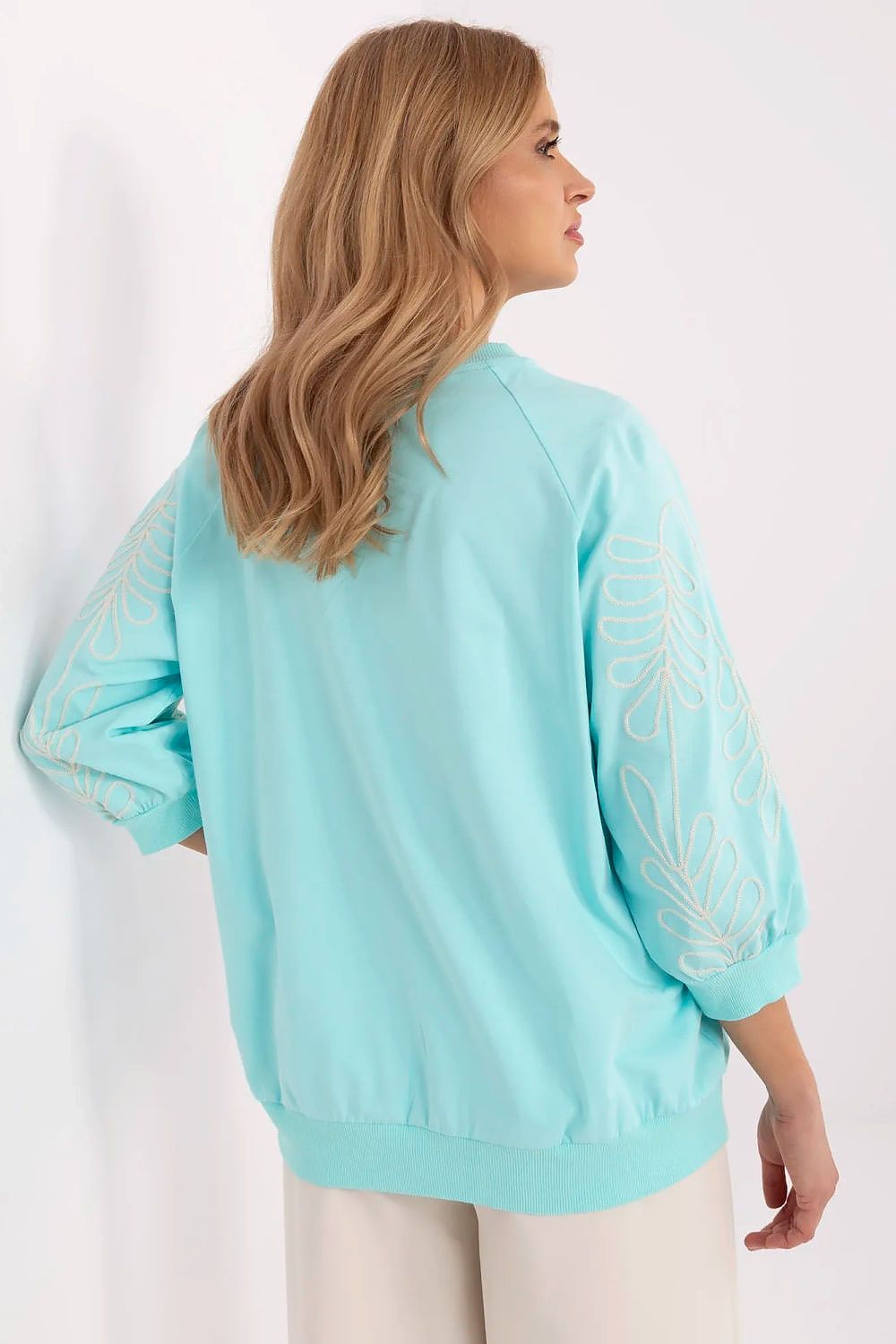 Women's Sweatshirt Embroidered Sleeve Kangaroo Pocket Stretch Cotton – Sweatshirt | GUOCALI – view 12
