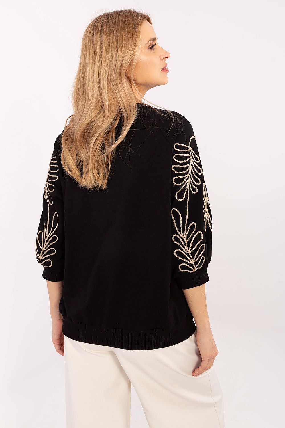 Women's Sweatshirt Embroidered Sleeve Kangaroo Pocket Stretch Cotton – Sweatshirt | GUOCALI – view 16