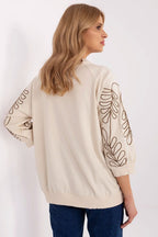 Women's Sweatshirt Embroidered Sleeve Kangaroo Pocket Stretch Cotton – Sweatshirt | GUOCALI – view 20
