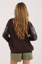Women's Sweatshirt Embroidered Sleeve Kangaroo Pocket Stretch Cotton – Sweatshirt | GUOCALI – view 24