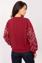 Women's sweatshirt red cotton casual look