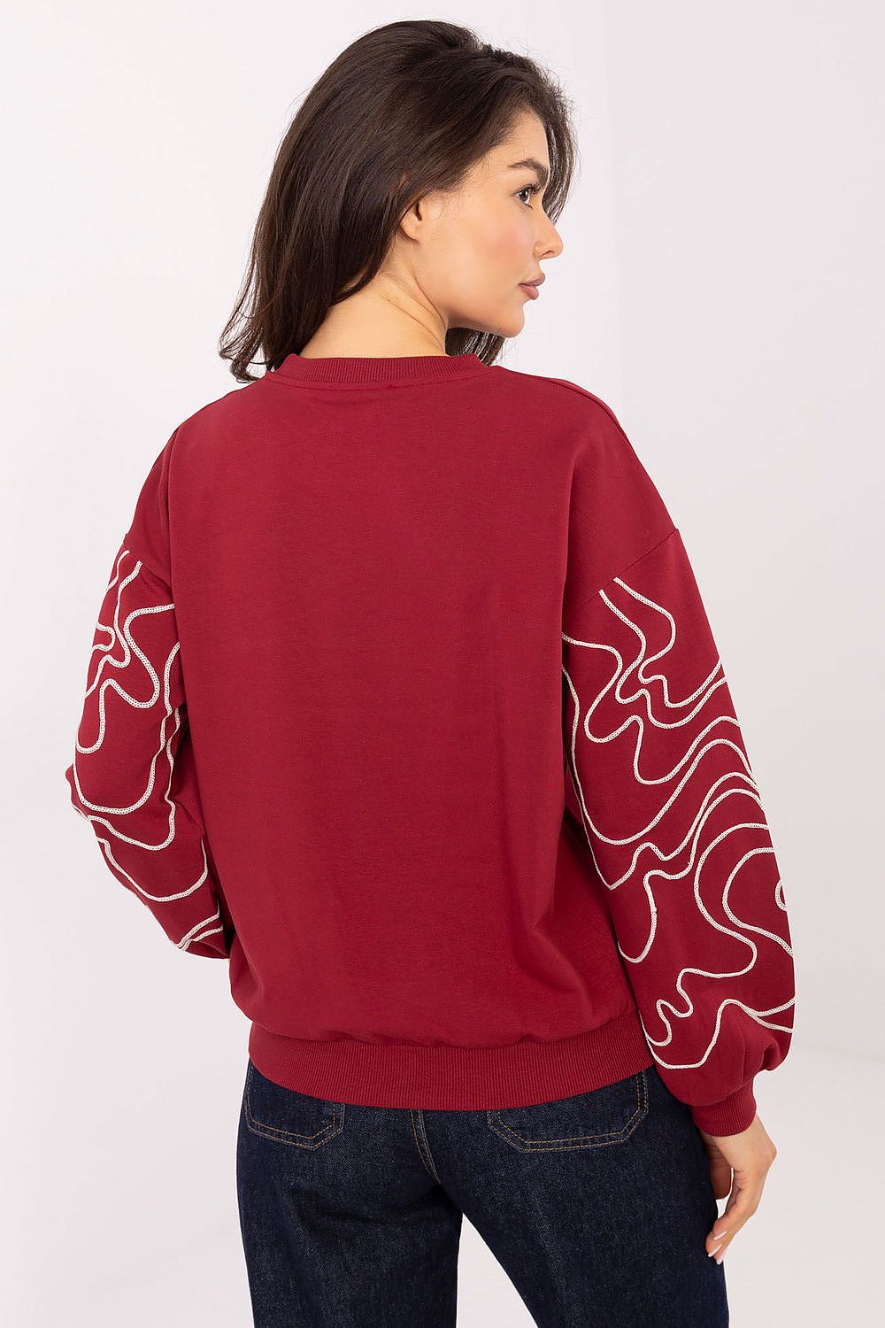 Women's sweatshirt red cotton casual look