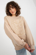 Women's sweatshirt beige loose fit styled view