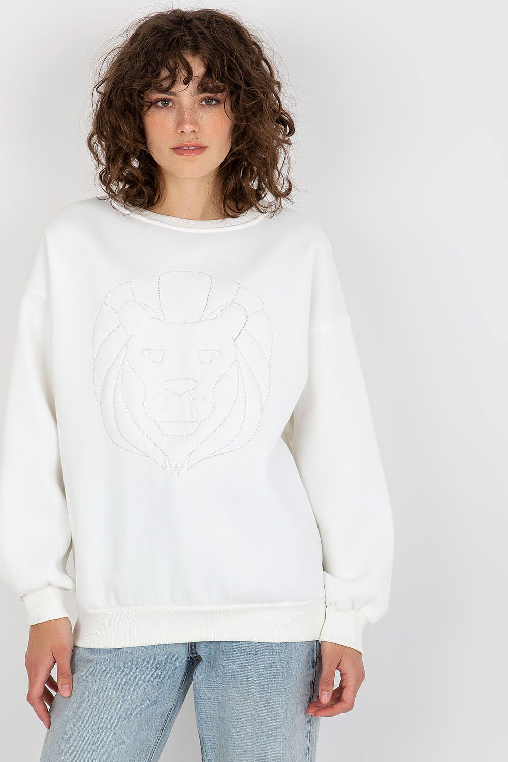 Women's sweatshirt beige embroidered detail view