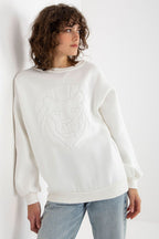 Women's sweatshirt beige cotton blend side view