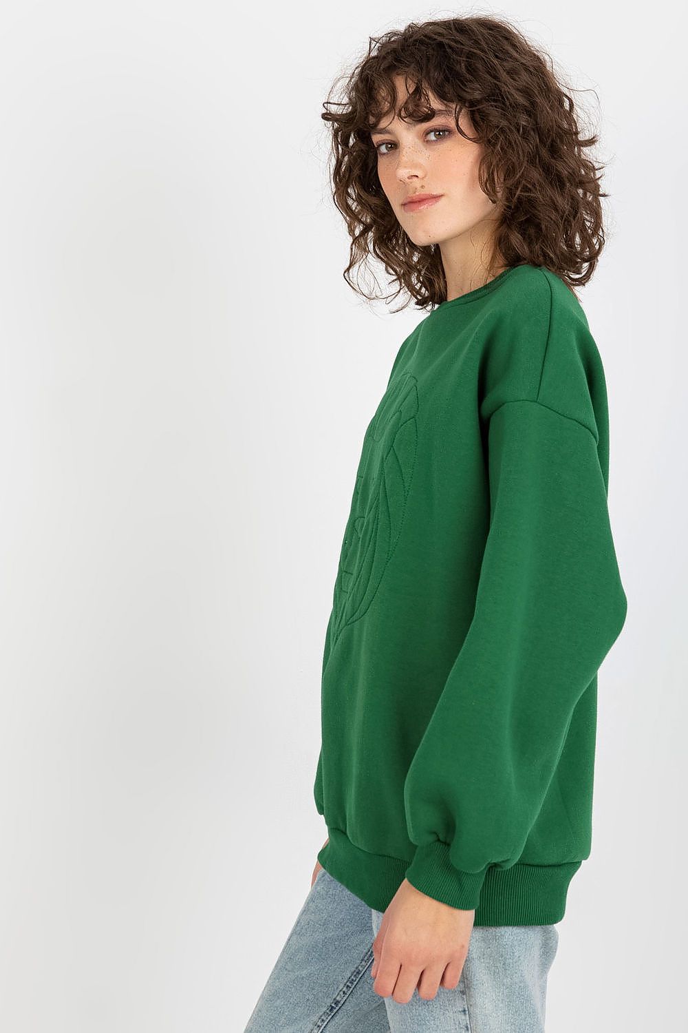 Women's sweatshirt green long sleeves alternate view