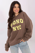 Women's sweatshirt beige front inscription crew neck view