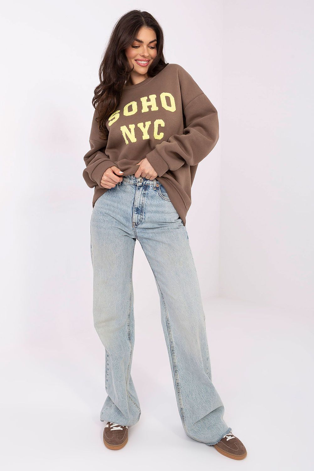 Women's sweatshirt beige loose fit alternate view