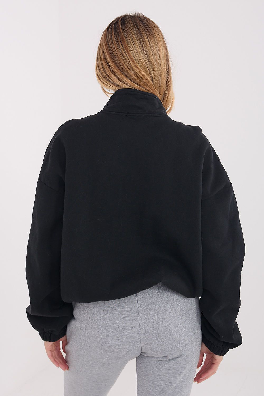 Women's Sweatshirt Full-Zip Mock Neck Stretch Cotton – Sweatshirt | GUOCALI – view 3