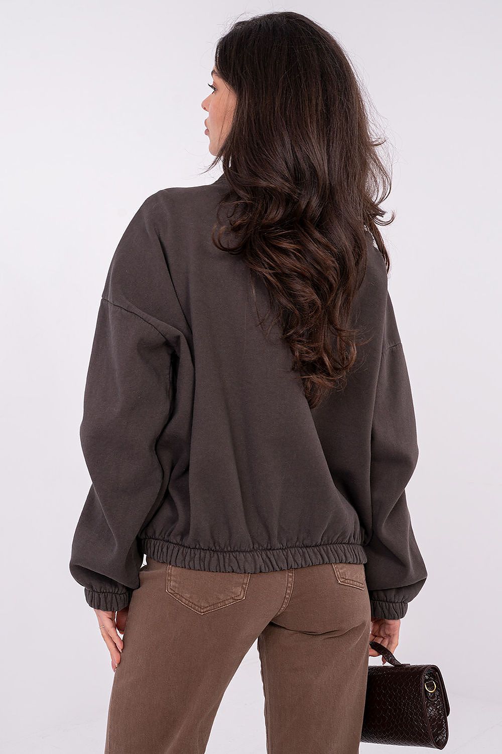 Women's Sweatshirt Full-Zip Mock Neck Stretch Cotton – Sweatshirt | GUOCALI – view 7