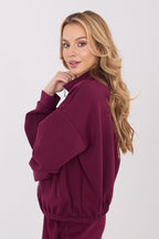 Women's sweatshirt red slip pockets styled view