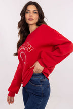 Women's sweatshirt red long sleeves alternate view