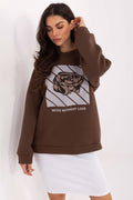 Women's sweatshirt brown graphic print front view