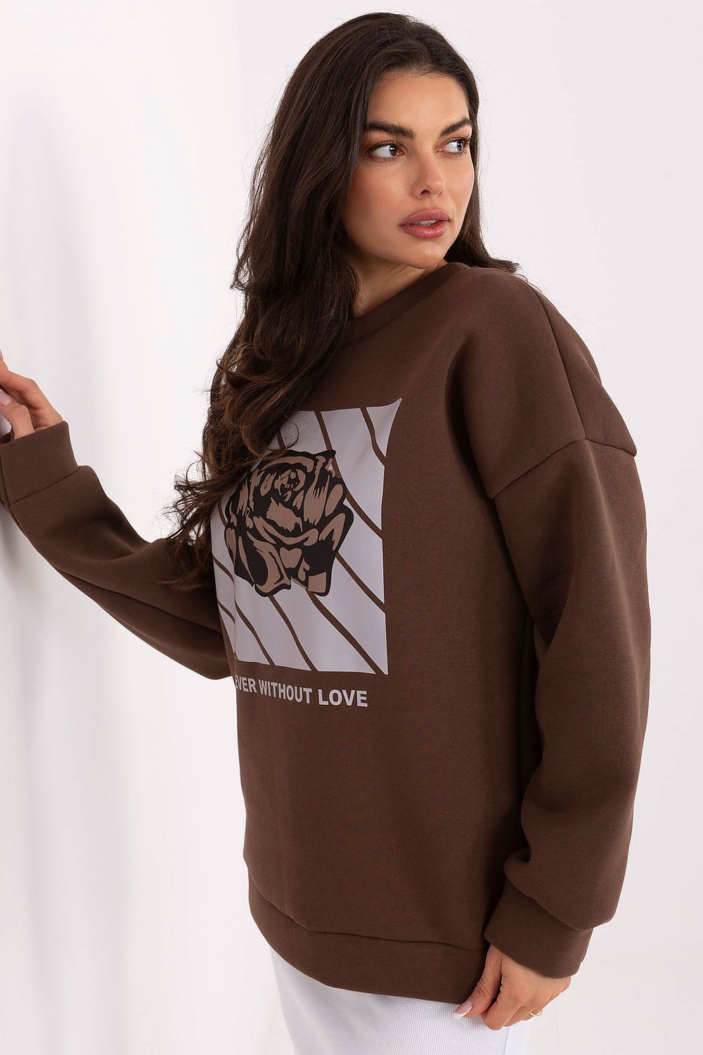Women's sweatshirt brown loose fit alternate view