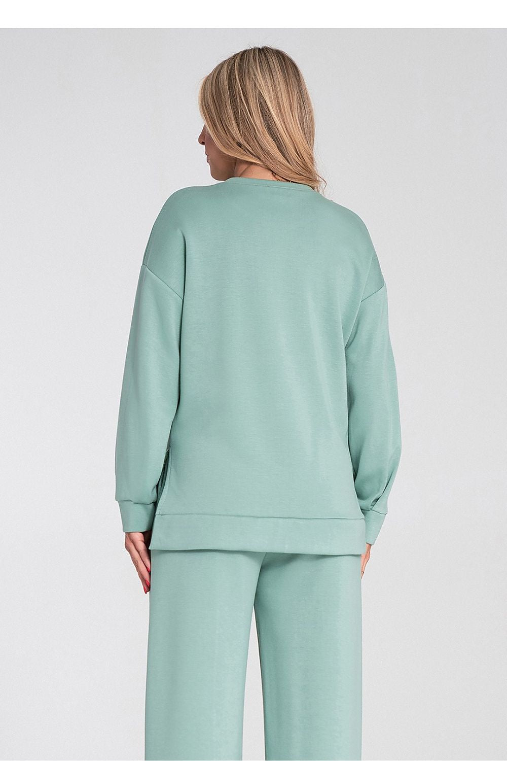 Women's sweatshirt green long sleeves casual view