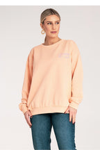 Women's sweatshirt orange crew neck letter print front view